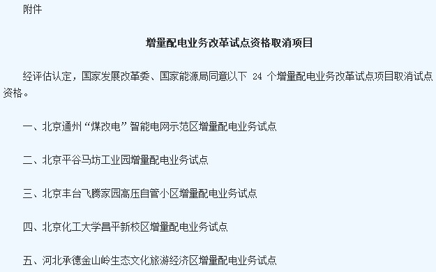 國家兩部門發(fā)布取消24個地區(qū)增量配電業(yè)務改革試點通知3
